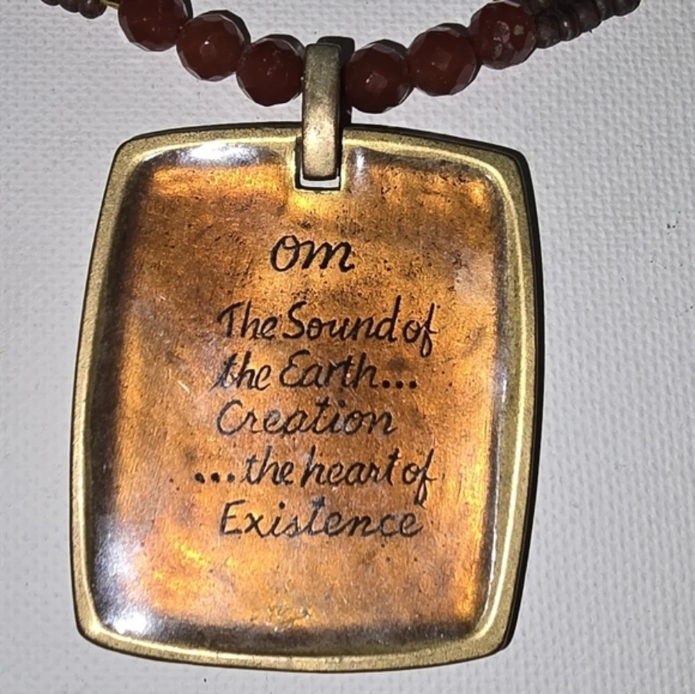 Chico's Om Elegant Brown Brass Beaded Pendant‎ Necklace